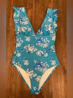 CUPSHE Royal Elegance Blue Floral One-piece Swimsuit